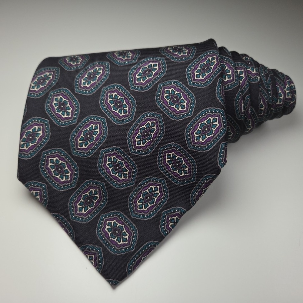 Robert Talbott Nordstrom Black Novelty  Silk Hand-Sewn Men's Tie‎